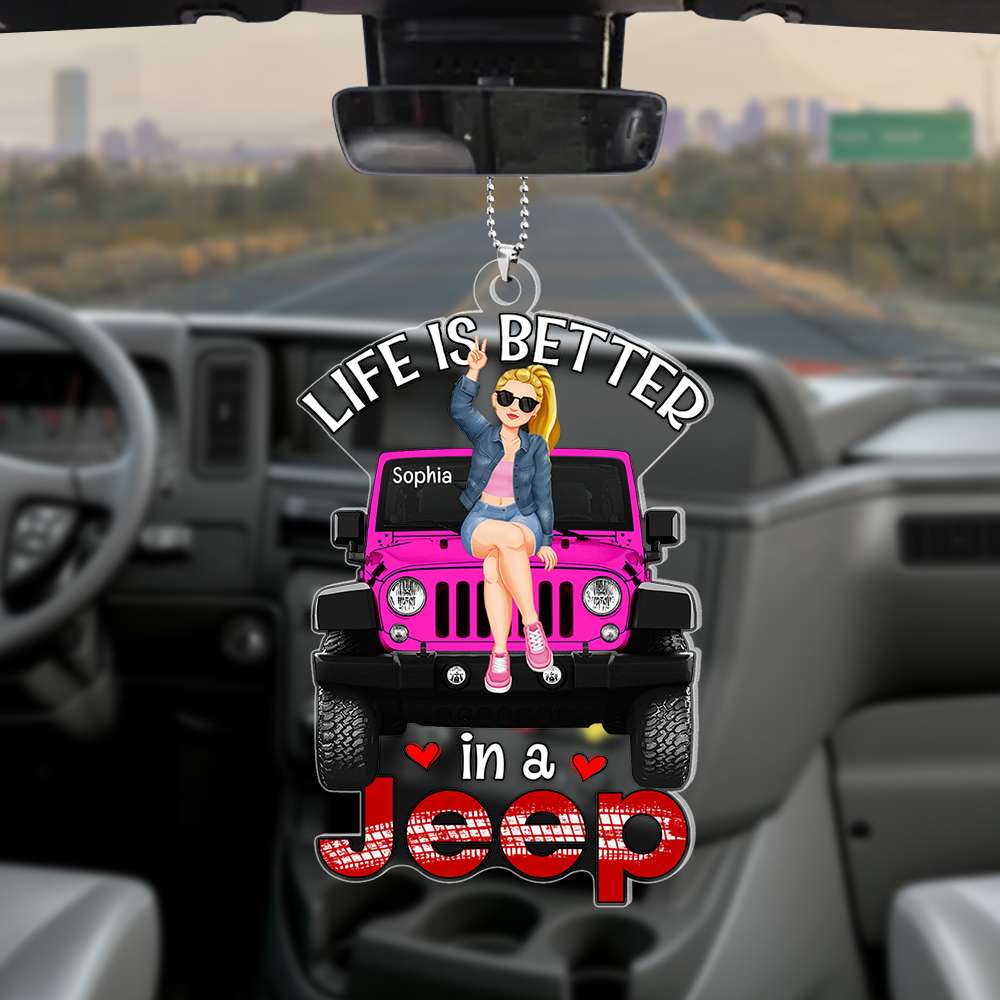 Personalized 'Life is Better in a Jeep' Car Ornament