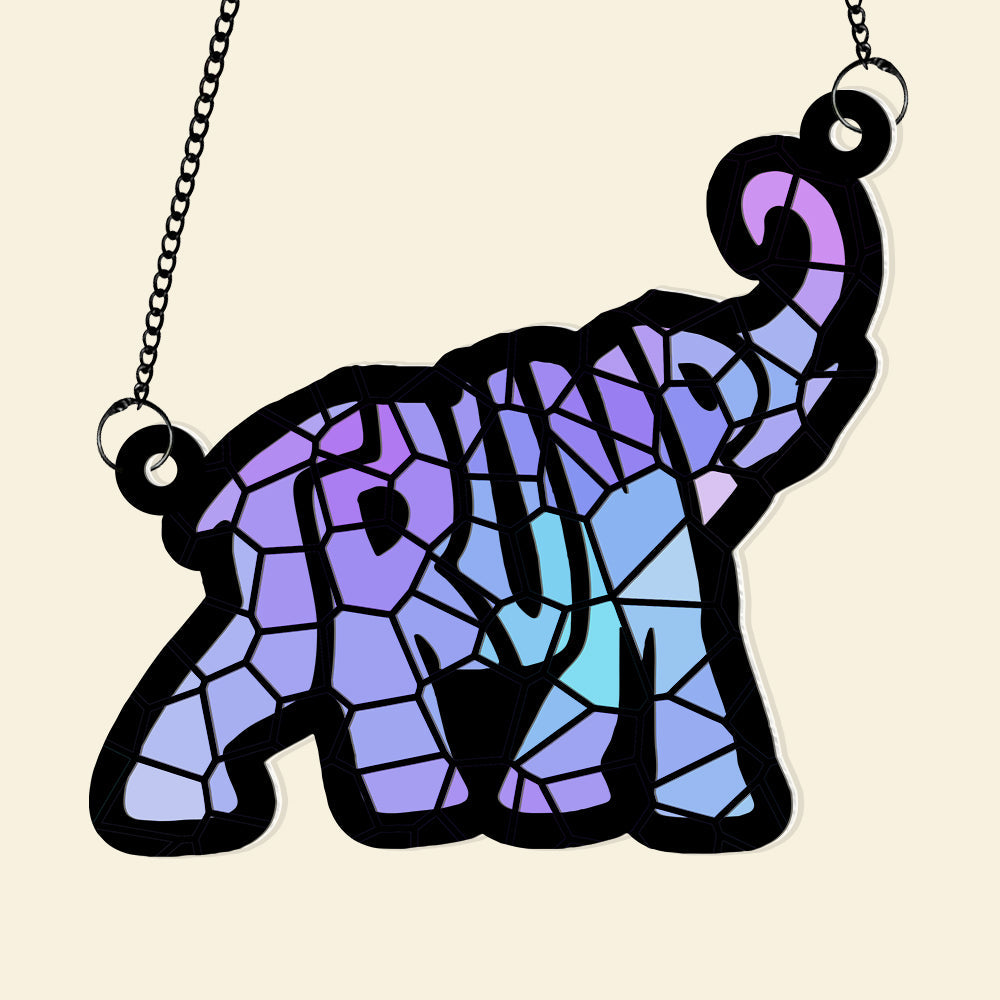 Personalized Elephant Suncatcher Ornament for Family - Customizable Gift