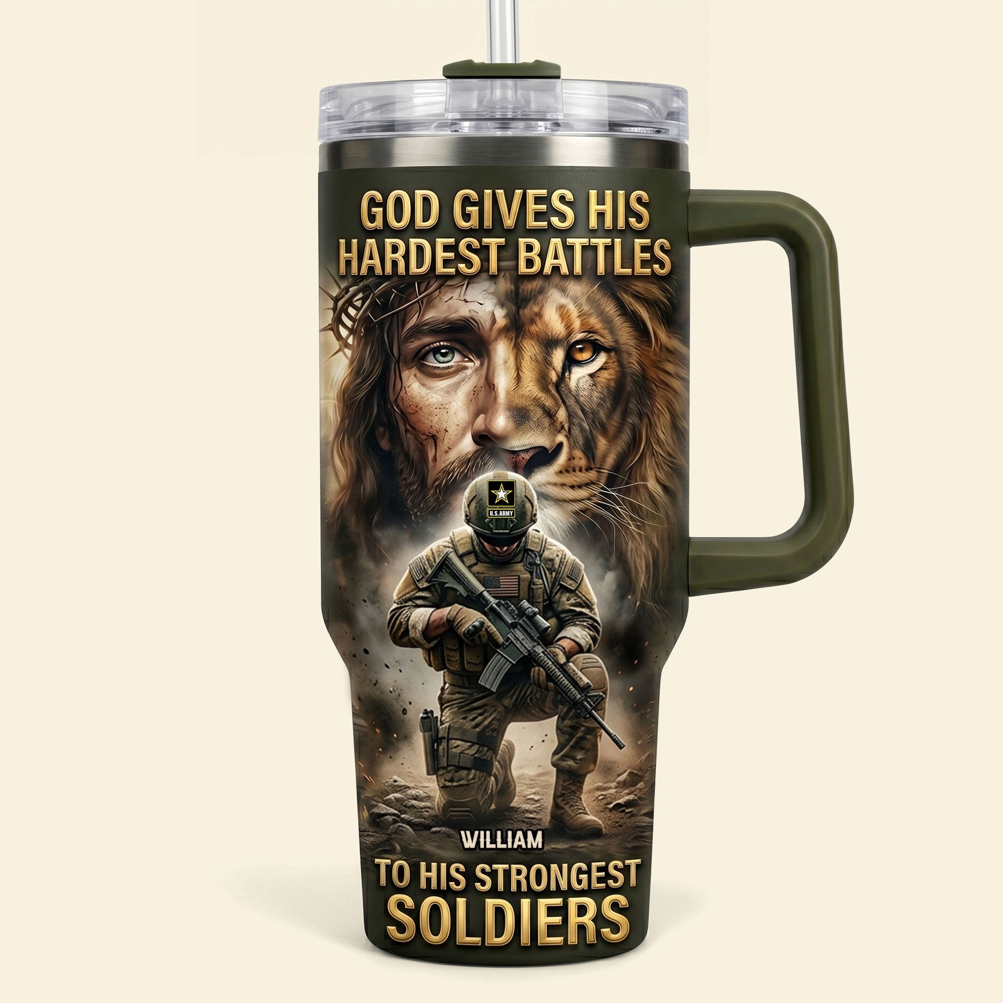 God Gives His Hardest Battles - Strong Christian Warrior Tumbler | Personalized Gift for Veterans