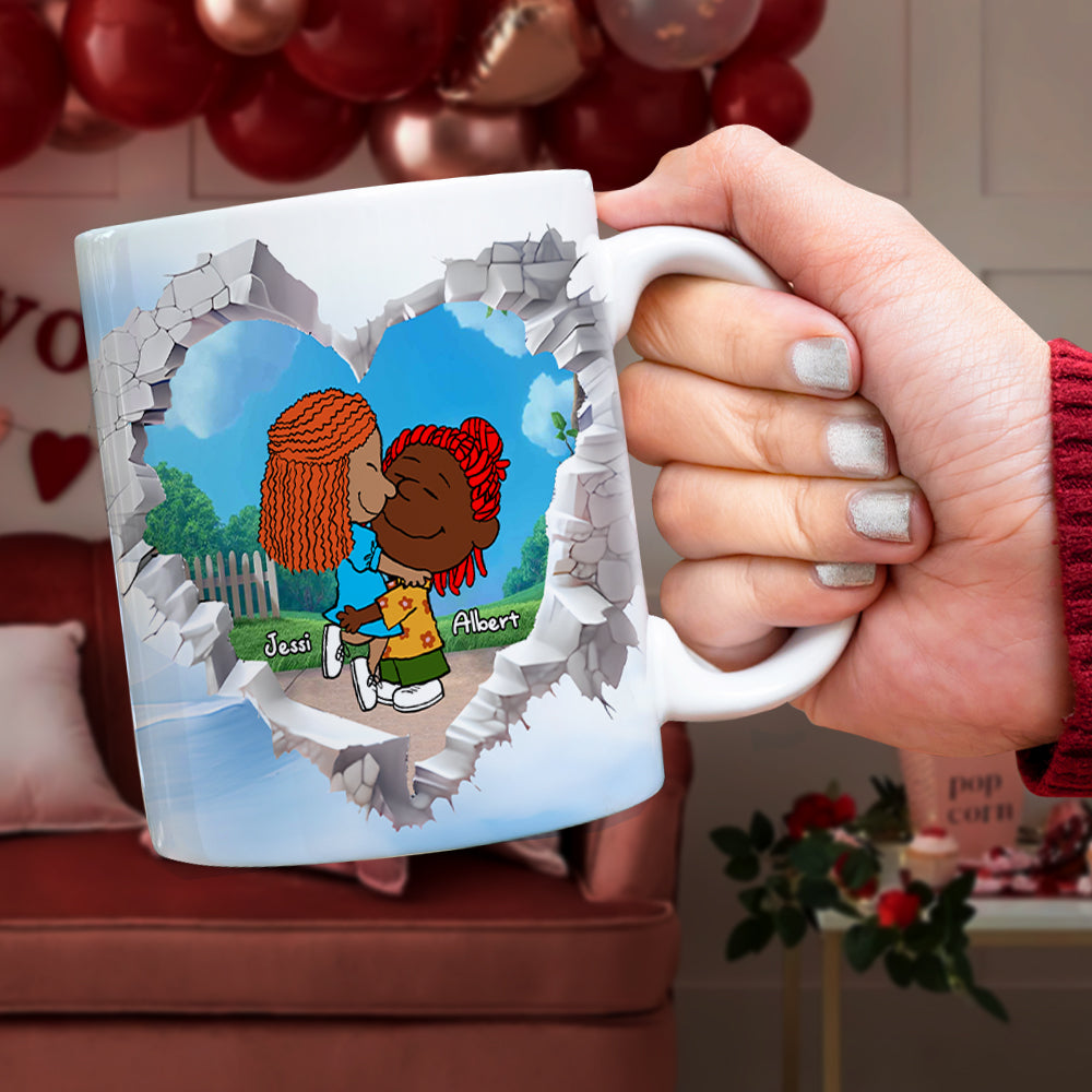Personalized Cartoon Couple Valentine's Day Mug Coffee Mug PopCulturePrints