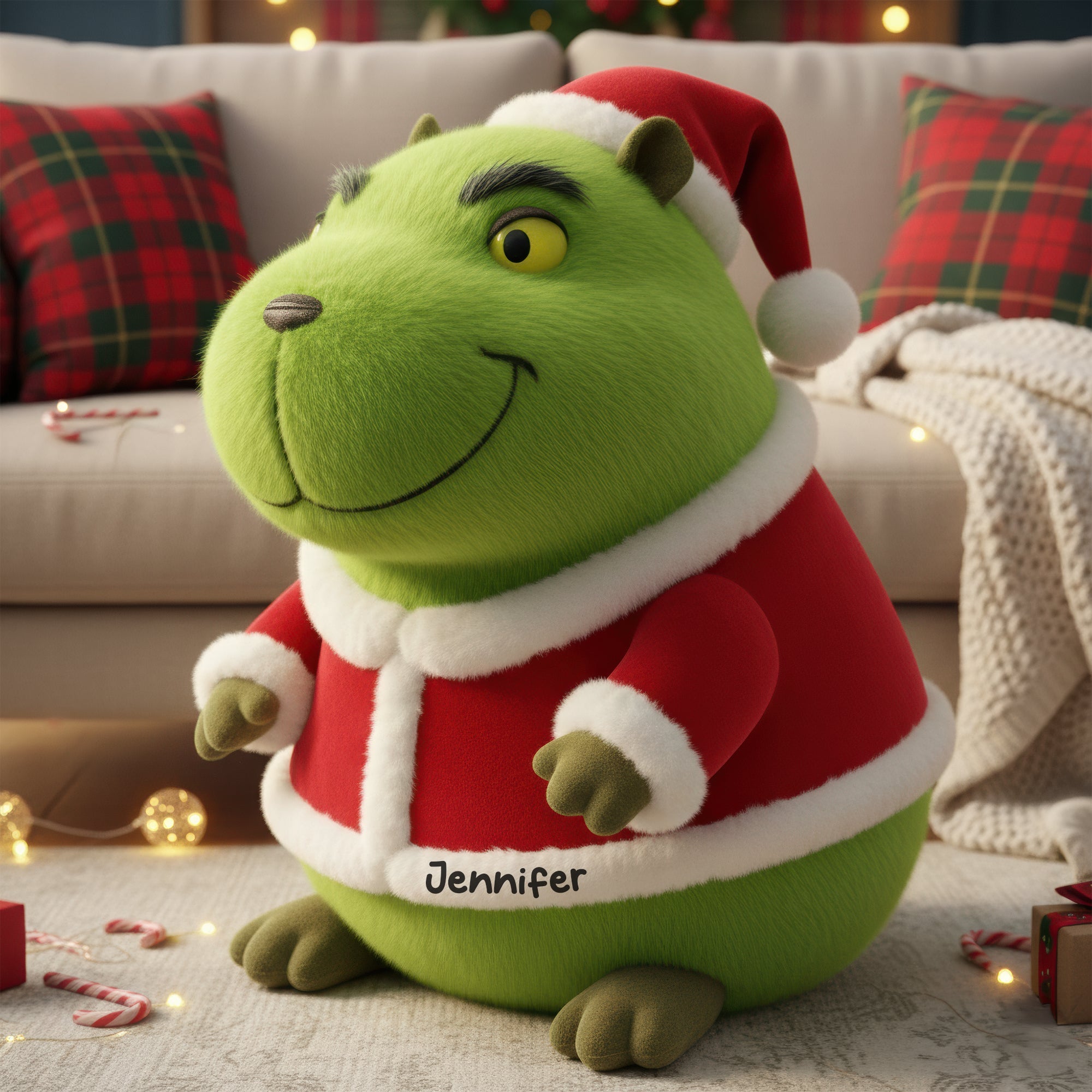 Embrace Happiness with Our Green Capybara Custom Shaped Pillow - Personalized Gift for Capybara Lovers Pillow PopCulturePrints