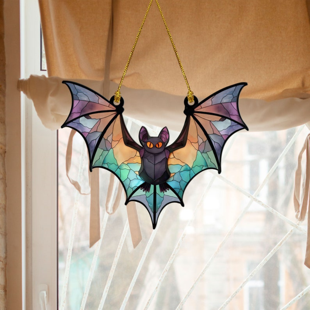 Halloween Bat Stained Glass Suncatcher Ornament