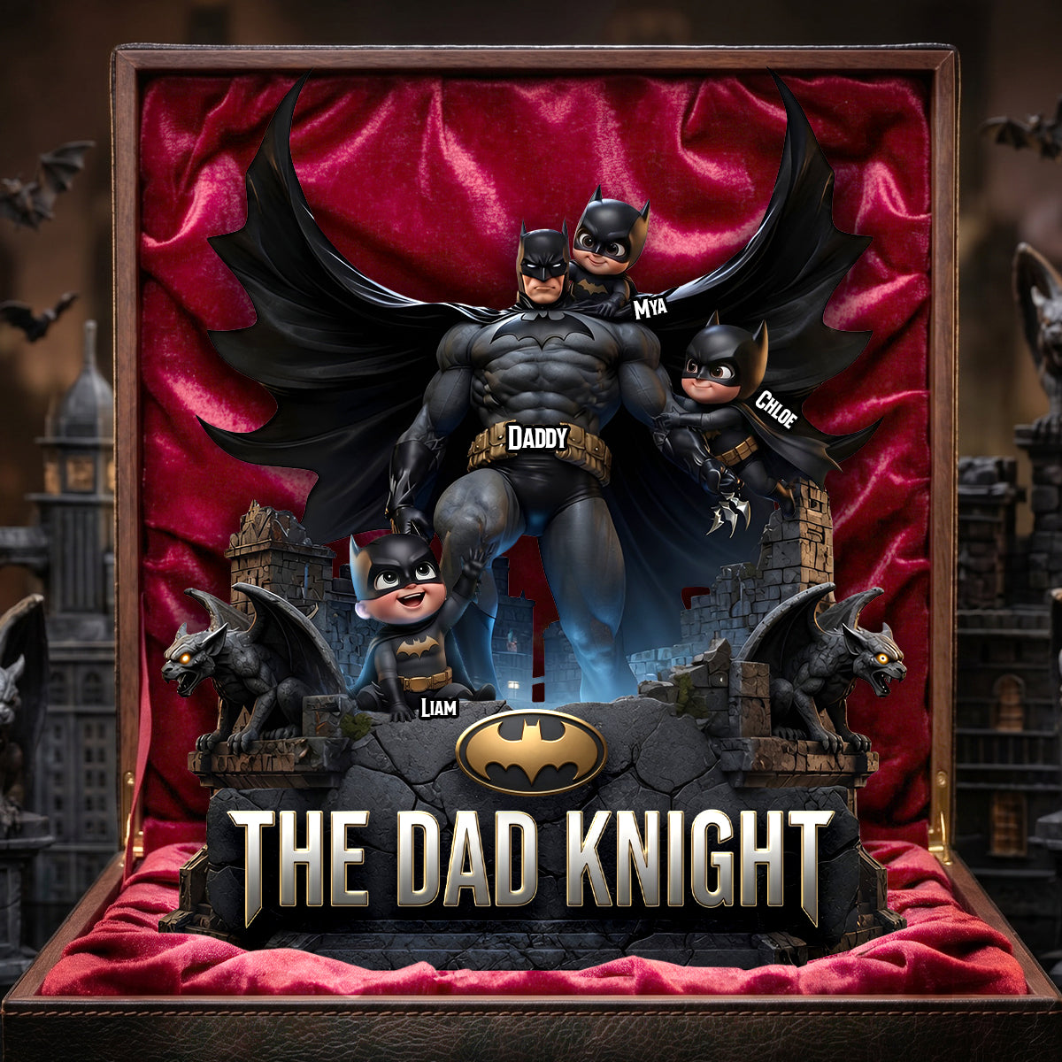 "A Hero's Gift for Dad - Shadow Dad and Kids Acrylic Plaque - Personalized Gifts for Dad" Shaped Plaques PopCulturePrints