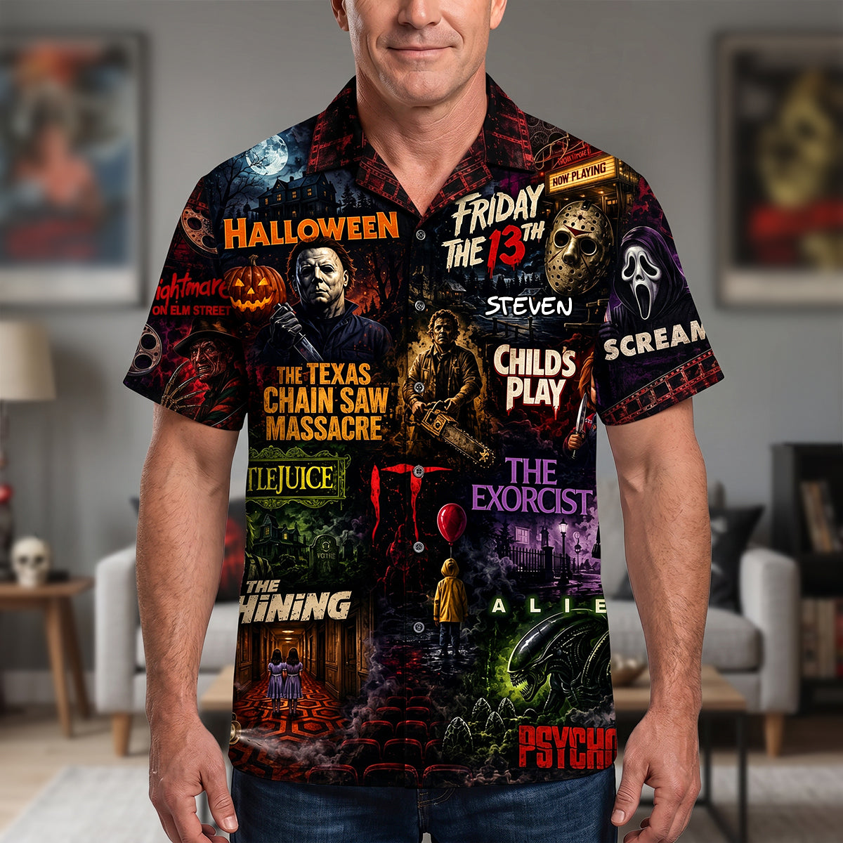 Scream for Style! Horror Hawaiian Shirt - Personalized Gifts for Horror Lovers