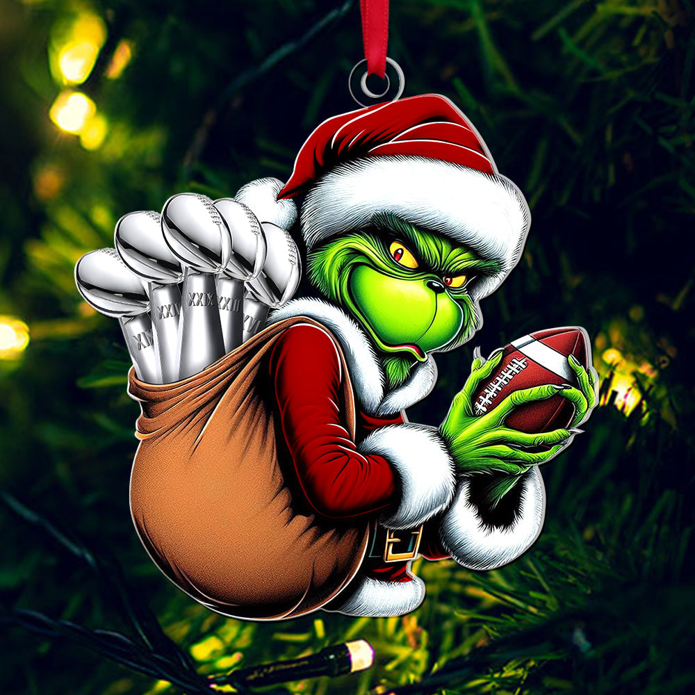 Grinch Style Touchdown Ornament for American Football Fans Ornament PopCulturePrints