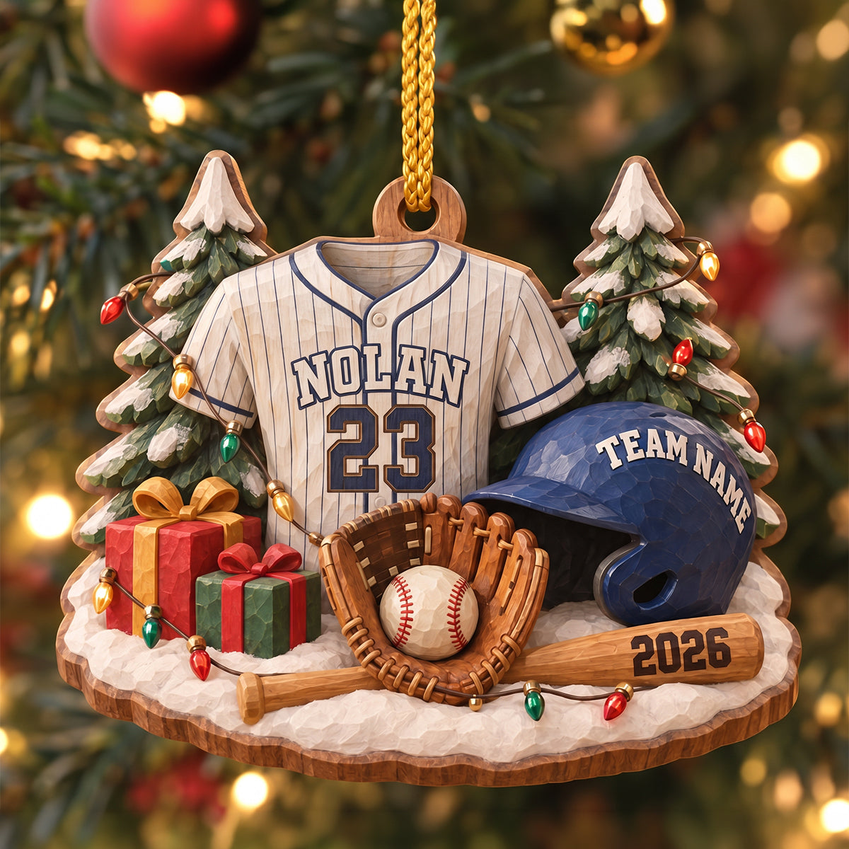“Celebrate Your Passion for Sport!” - Batter Up Wood Effect Ornament, Personalized Gifts for Sports Lovers