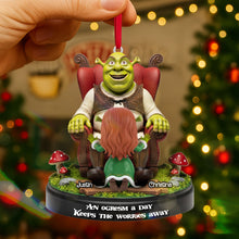 Load image into Gallery viewer, “An Ogresm a Day Keeps the Worries Away” - Personalized Naughty Couple Acrylic Ornament Ornament PopCulturePrints
