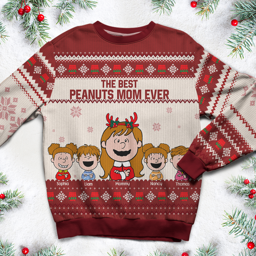 Customizable Peanuts Mom Christmas Sweater - Best Personalized Gift