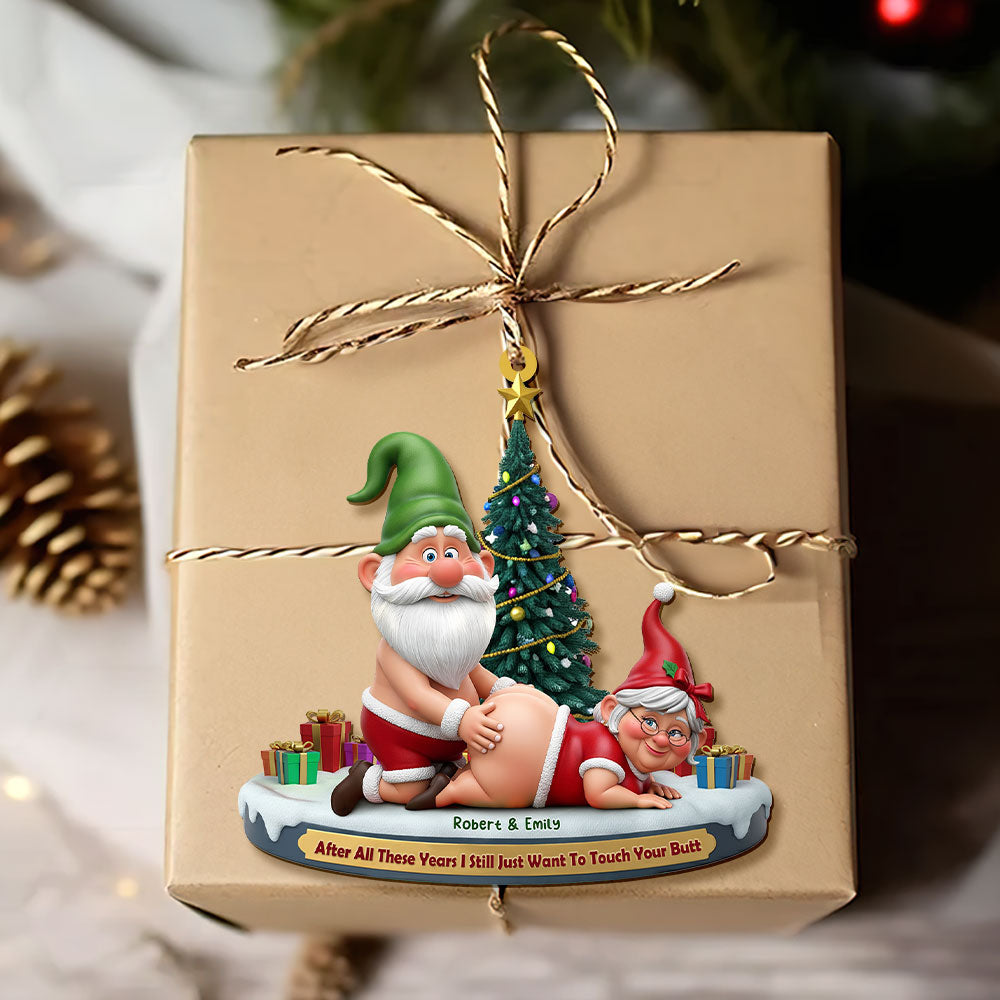 Naughty Old Gnome Couple Ornament - A Personalized Touch for Fun-Loving Couples Ornament PopCulturePrints