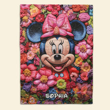 Load image into Gallery viewer, Personalized Cartoon Character Blanket - Floral Design Blanket PopCulturePrints
