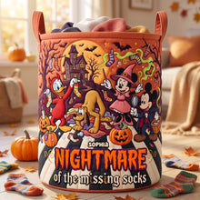 Load image into Gallery viewer, "A Spooktacular Solution: Say Goodbye to Lost Socks!" - Gothic Quilted Laundry Basket - Personalized Halloween Gift for All Ages
