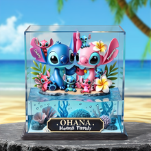 Load image into Gallery viewer, Ohana Means Family - Personalized Blue Aliens Family Acrylic Plaque Shaped Plaques PopCulturePrints
