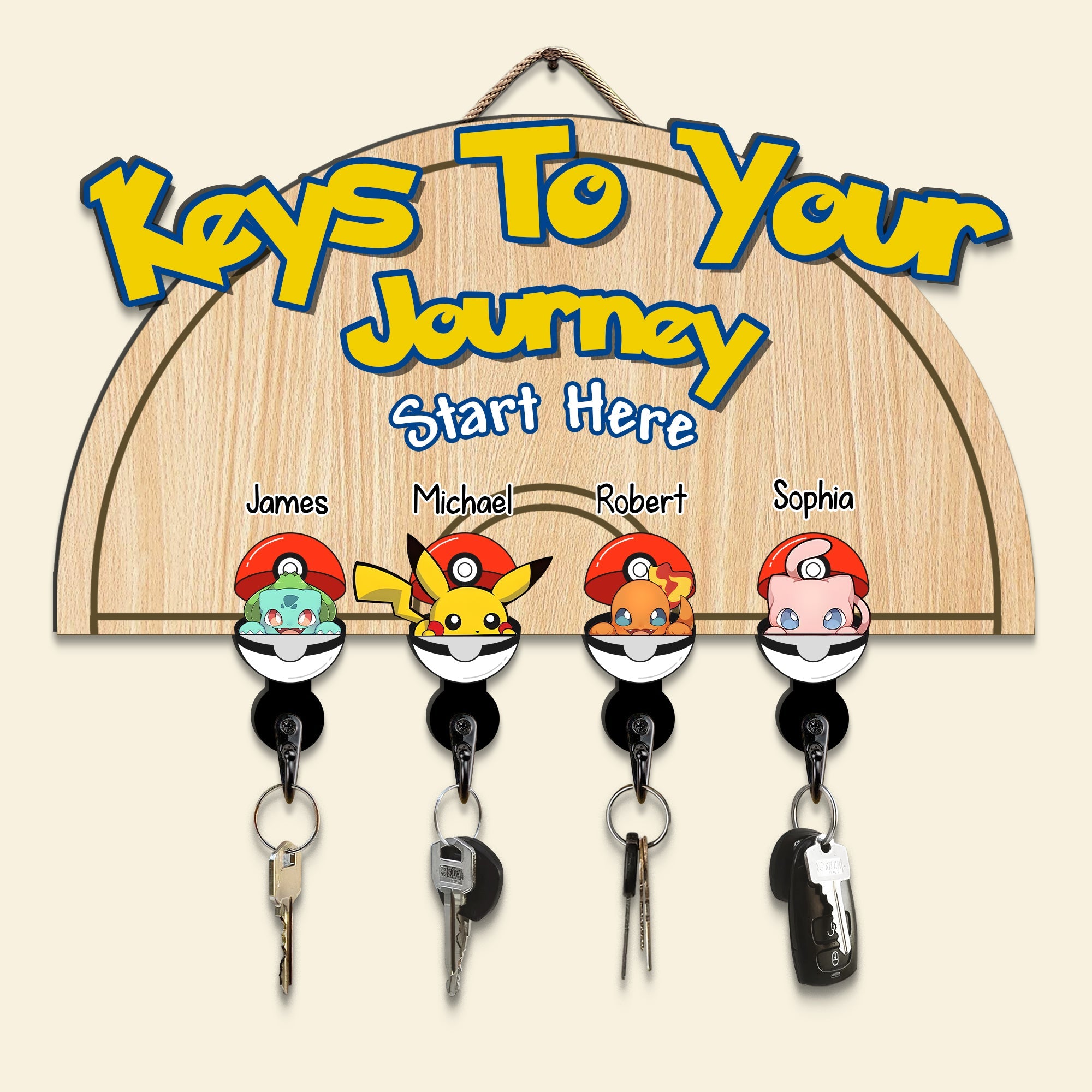 Custom Family Key Hanger for Pop Culture Fans Wood Sign PopCulturePrints