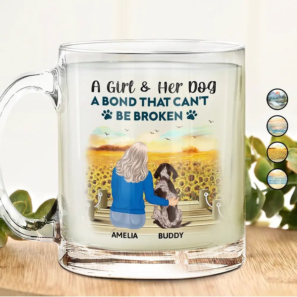 A Bond That Can't Be Broken - Personalized Glass Mug for Dog Moms and Dog Dads Glass Mug PopCulturePrints