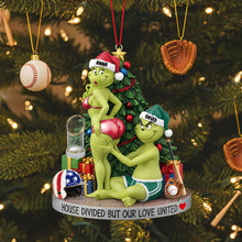 Load image into Gallery viewer, “House Divided But Our Love United” – Personalized Baseball Couple Christmas Ornament Ornament PopCulturePrints
