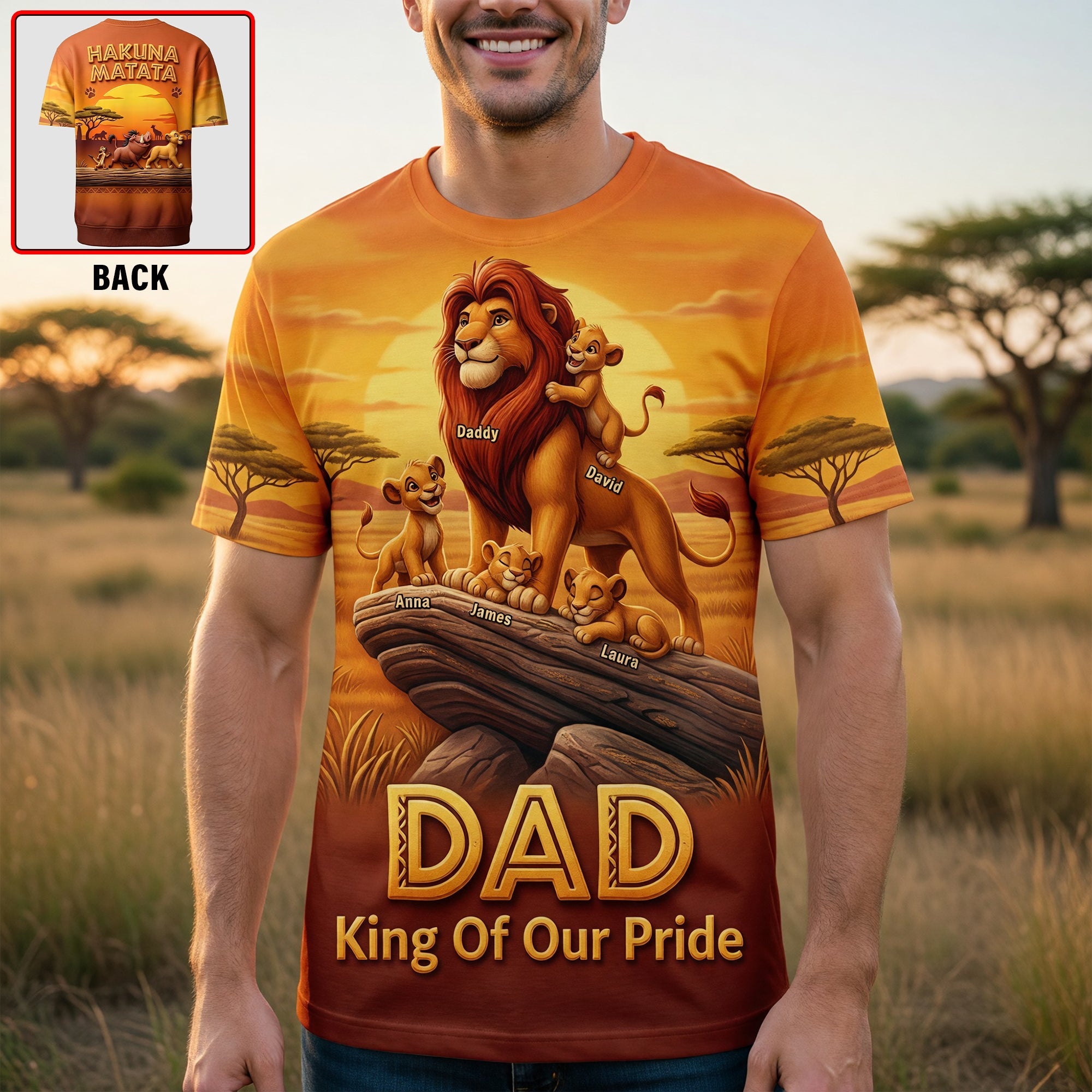 Daddy - King Of Our Pride - Personalized Gifts for Dad AOP Products PopCulturePrints