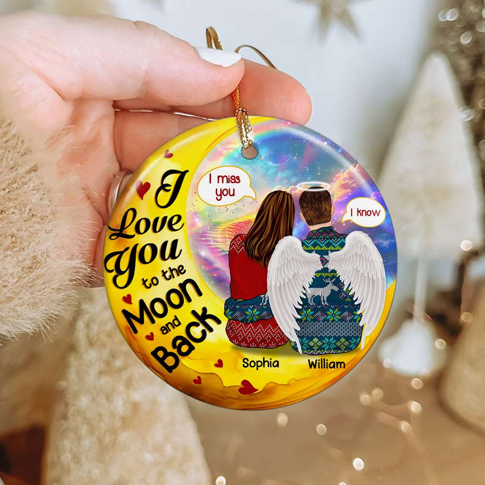 Personalized Couple Christmas Ornament - Love You To The Moon And Back - Valentine's Day Gifts Ornament PopCulturePrints