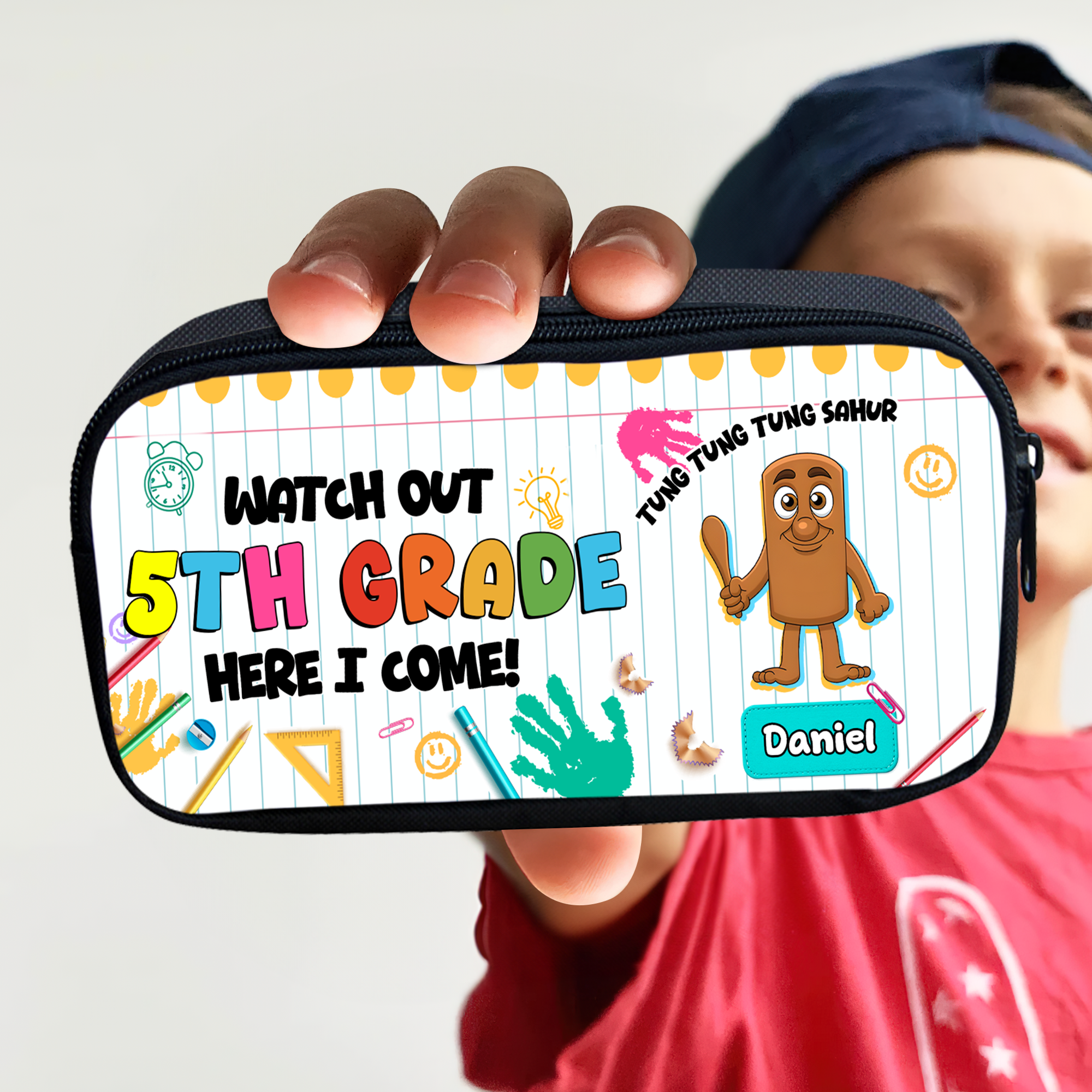 Watch Out 5th Grade! Personalized Funny Character Pencil Case for Kids Pencil Case PopCulturePrints