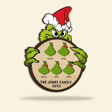 Load image into Gallery viewer, Personalized Christmas Green Monster Family Wood Sign Wood Sign PopCulturePrints
