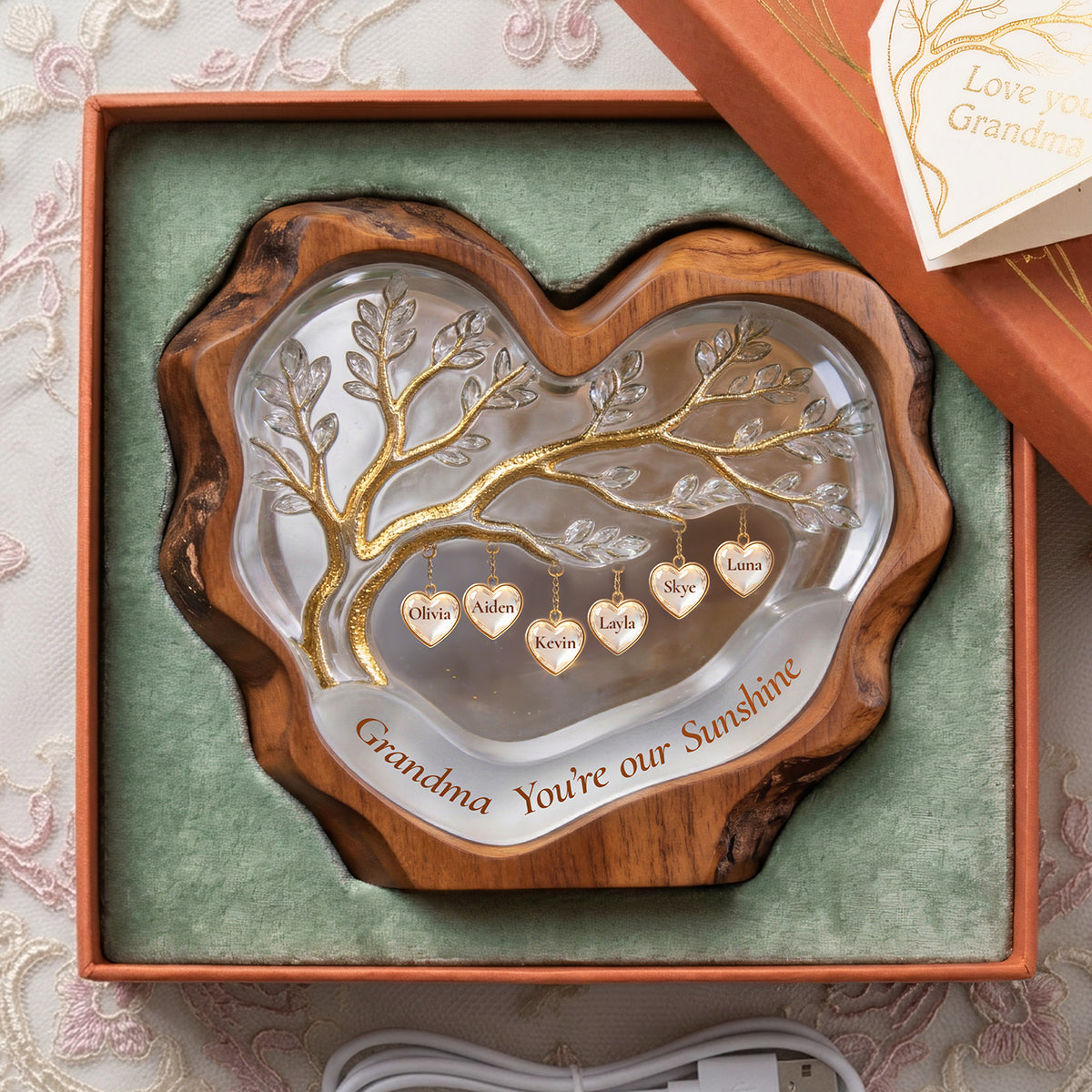 "Mommy, You're Our Sunshine" - Personalized Sweet Little Love Heart Light Box - Gift for Mom, Grandma, and Loved Ones Light Box PopCulturePrints
