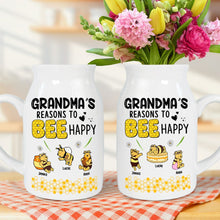 Load image into Gallery viewer, Personalized Grandma Flower Vase - Reasons to Bee Happy Flower Vase PopCulturePrints
