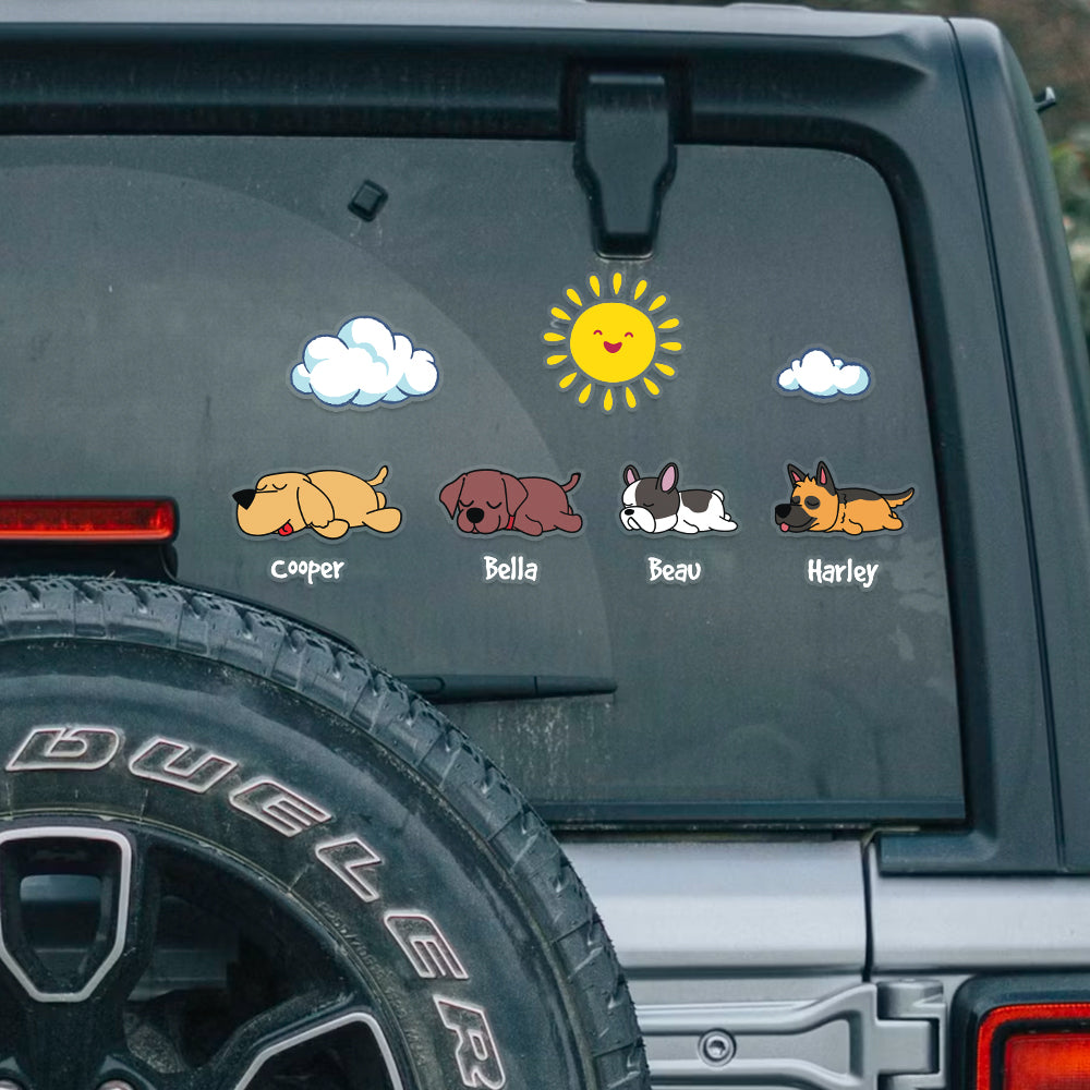 Custom Dog Lover Car Window Decal - Personalized Cute Cartoon Dog Stickers