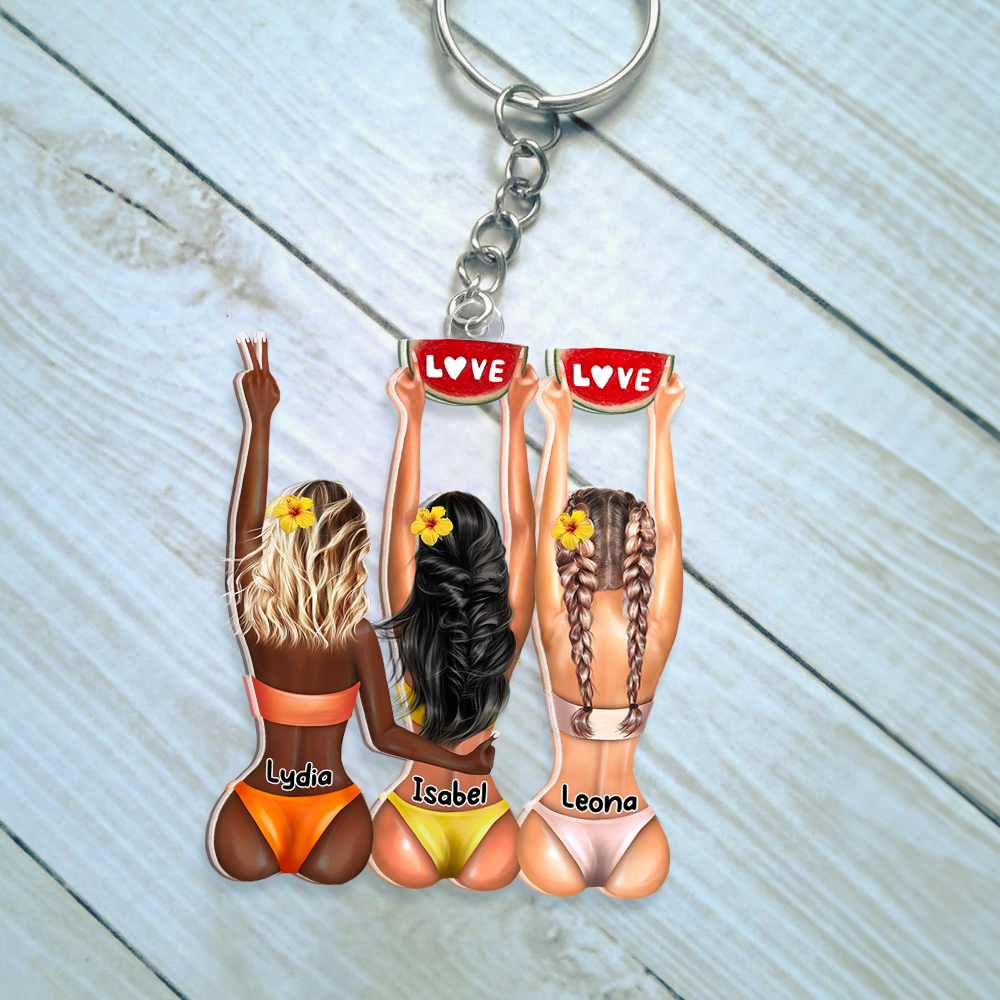 Personalized Beach Girls Keychain for Best Friends Keychains PopCulturePrints