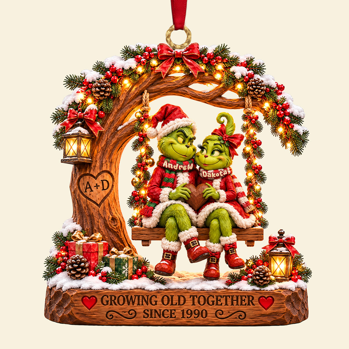 Growing Old Together - Personalized Christmas Ornament for Couples Ornament PopCulturePrints