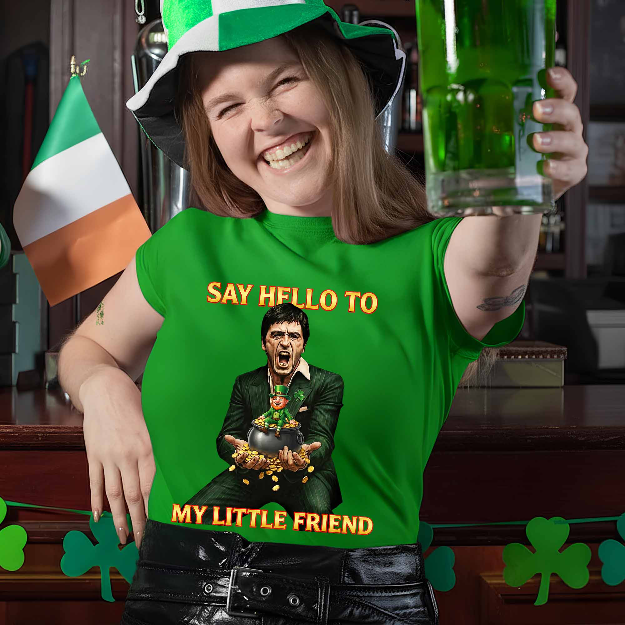 Say Hello to My Little Friend - Personalized St. Patrick's Day Shirt - Perfect Gift for Friends Shirts PopCulturePrints