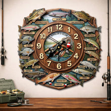 Load image into Gallery viewer, Time for Fishing: Personalized Fishing Lover Clock - Custom Wall Clock for Fishing Enthusiasts Hanging Wall Clock PopCulturePrints
