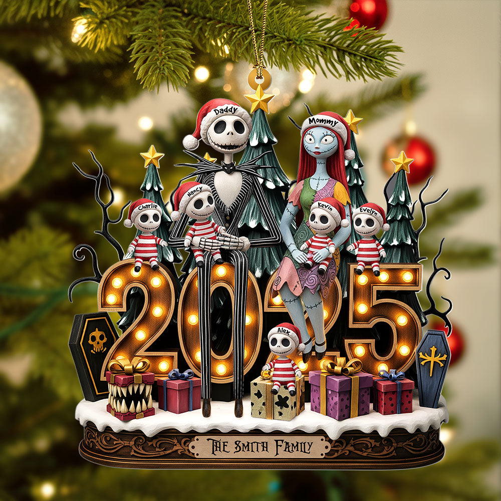 "Bring some spooky fun to your holidays!" - Personalized Spooky Family Ornament for Halloween and Christmas Cheer Ornament PopCulturePrints