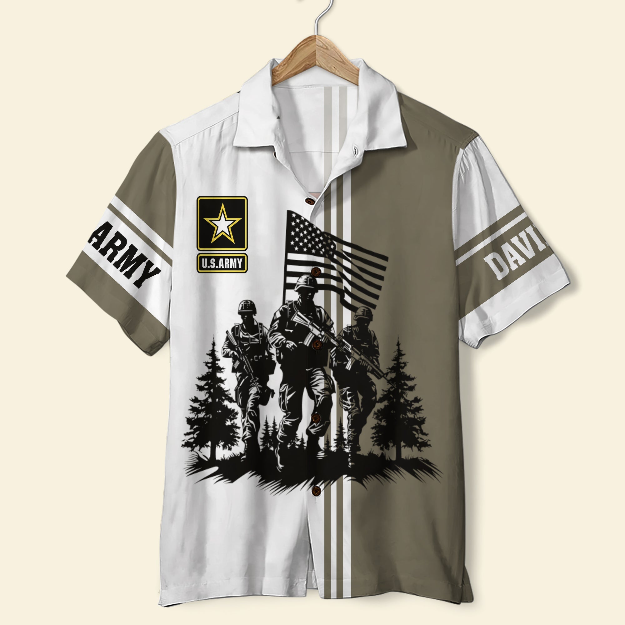 Personalized 'American Soldier' Hawaiian Shirt - Custom Military Pride Design