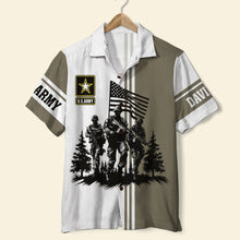 Load image into Gallery viewer, Personalized &#39;American Soldier&#39; Hawaiian Shirt - Custom Military Pride Design
