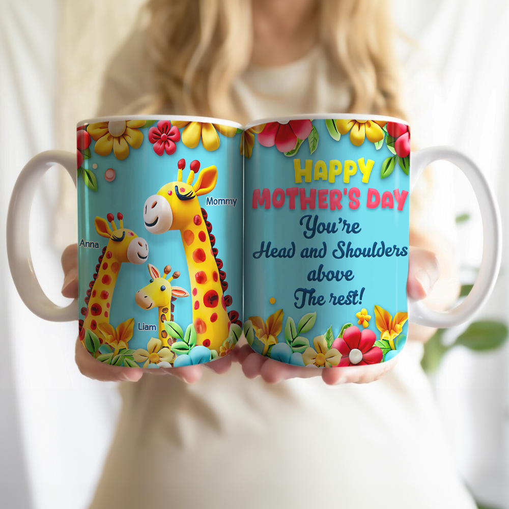 You're Head and Shoulders Above the Rest - Best Giraffe Mom Personalized Mug Coffee Mug PopCulturePrints