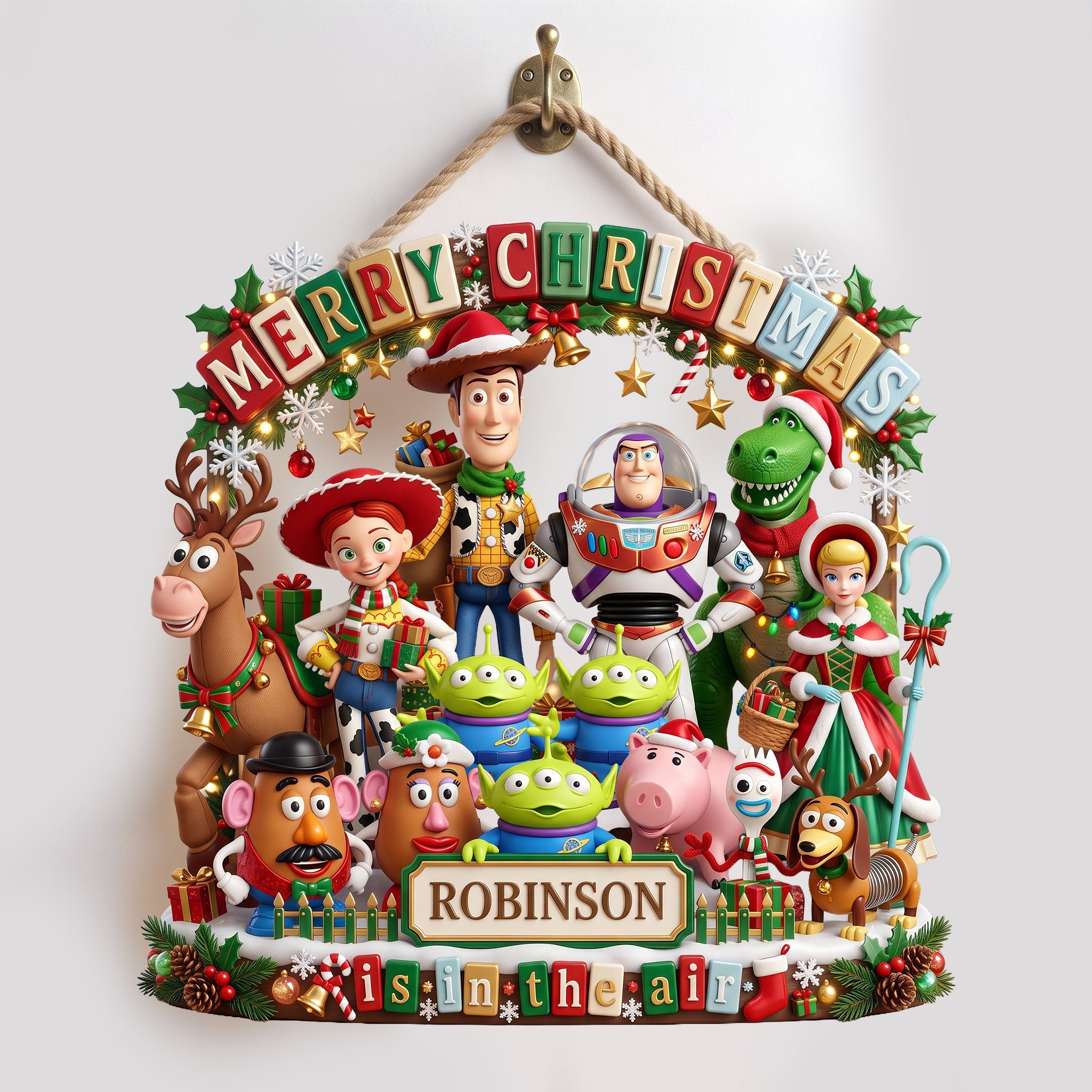 “Merry Christmas is in the air” - Holiday Friends Acrylic Sign - Personalized Christmas Family Keepsake