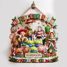 Load image into Gallery viewer, “Merry Christmas is in the air” - Holiday Friends Acrylic Sign - Personalized Christmas Family Keepsake
