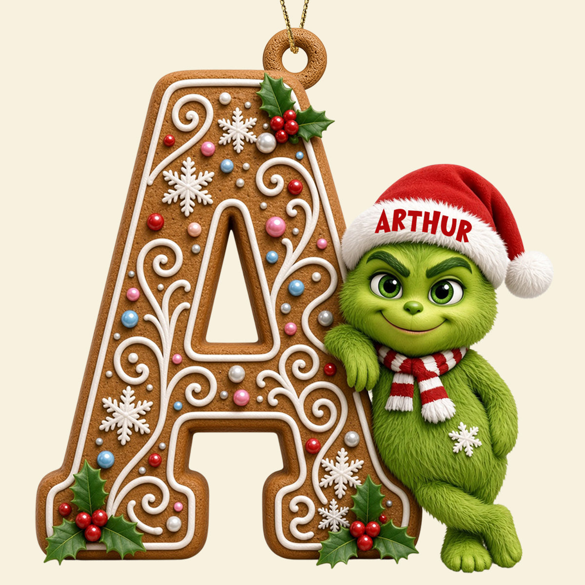 “Spread Holiday Cheer with Personalized Charm” - Whimsical Character Initial Alphabet Ornament - Personalized Christmas Gift