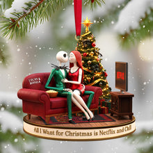 Load image into Gallery viewer, All I Want for Christmas is Netflix and Chill - Personalized Christmas Ornament for Couples Ornament PopCulturePrints
