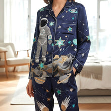 Load image into Gallery viewer, “Reach for the Stars” - Personalized Astronaut Button Up Pajama Set - Perfect Gift for Space Lovers Pajama Set PopCulturePrints
