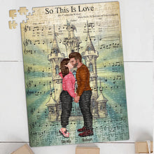 Load image into Gallery viewer, Personalized Romantic Jigsaw Puzzle - So This Is Love Wood Sign PopCulturePrints
