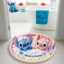Load image into Gallery viewer, “Wash the worries away” - Tropical Alien Couple Doormat - Personalized Gift for Couples Doormat PopCulturePrints
