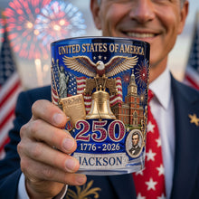Load image into Gallery viewer, "Celebrate 250 Years of Freedom!" - USA 250th Anniversary Personalized Round Glass - Unique Gift for Family and Friends
