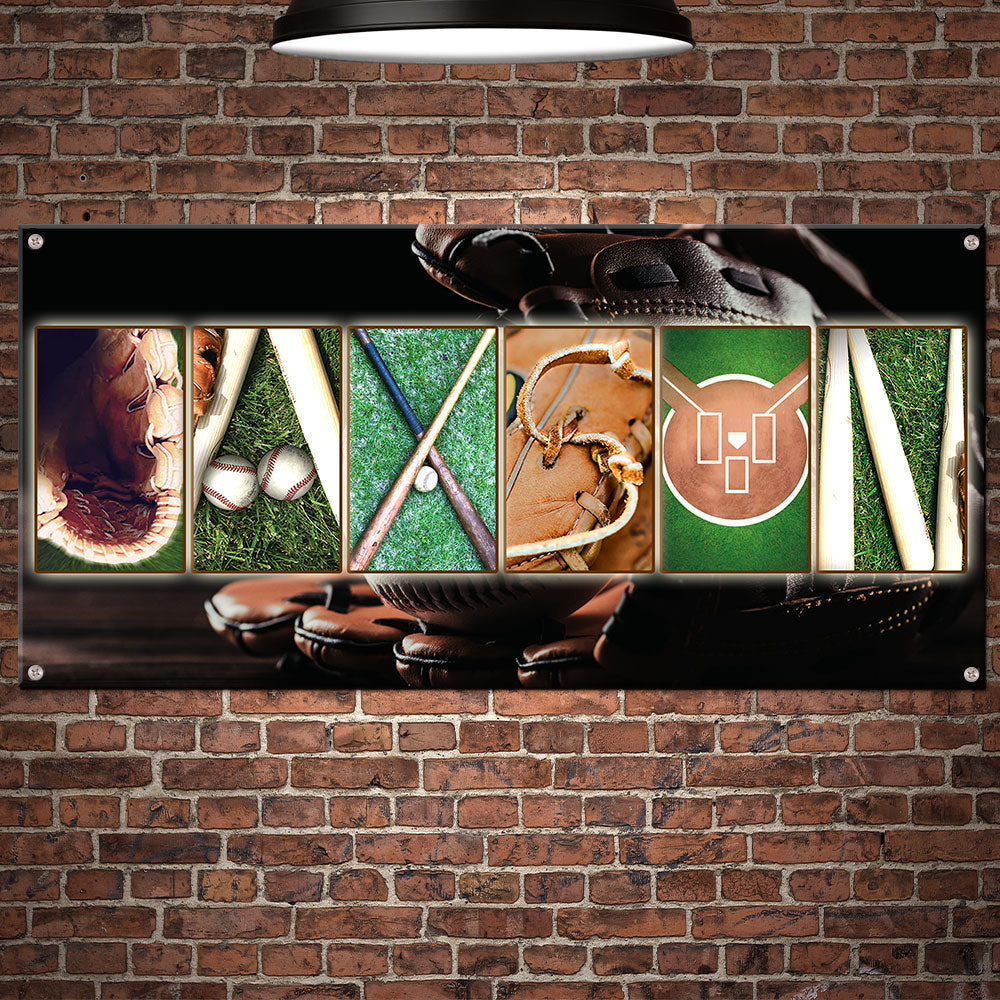 Customizable Metal Wall Art for Baseball Fans - Personalized Name Design Metal Signs PopCulturePrints