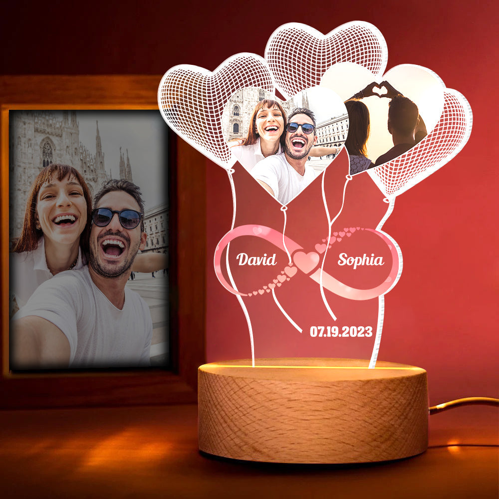 Personalized LED Night Light for Couples | Custom Anniversary Gift Led Night Light PopCulturePrints