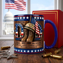 Load image into Gallery viewer, "Proud Veteran Dad - Personalized Tribute to Service" - Coffee Accent Mug | Gift for Dad, Grandpa, and Veterans Coffee Mug PopCulturePrints
