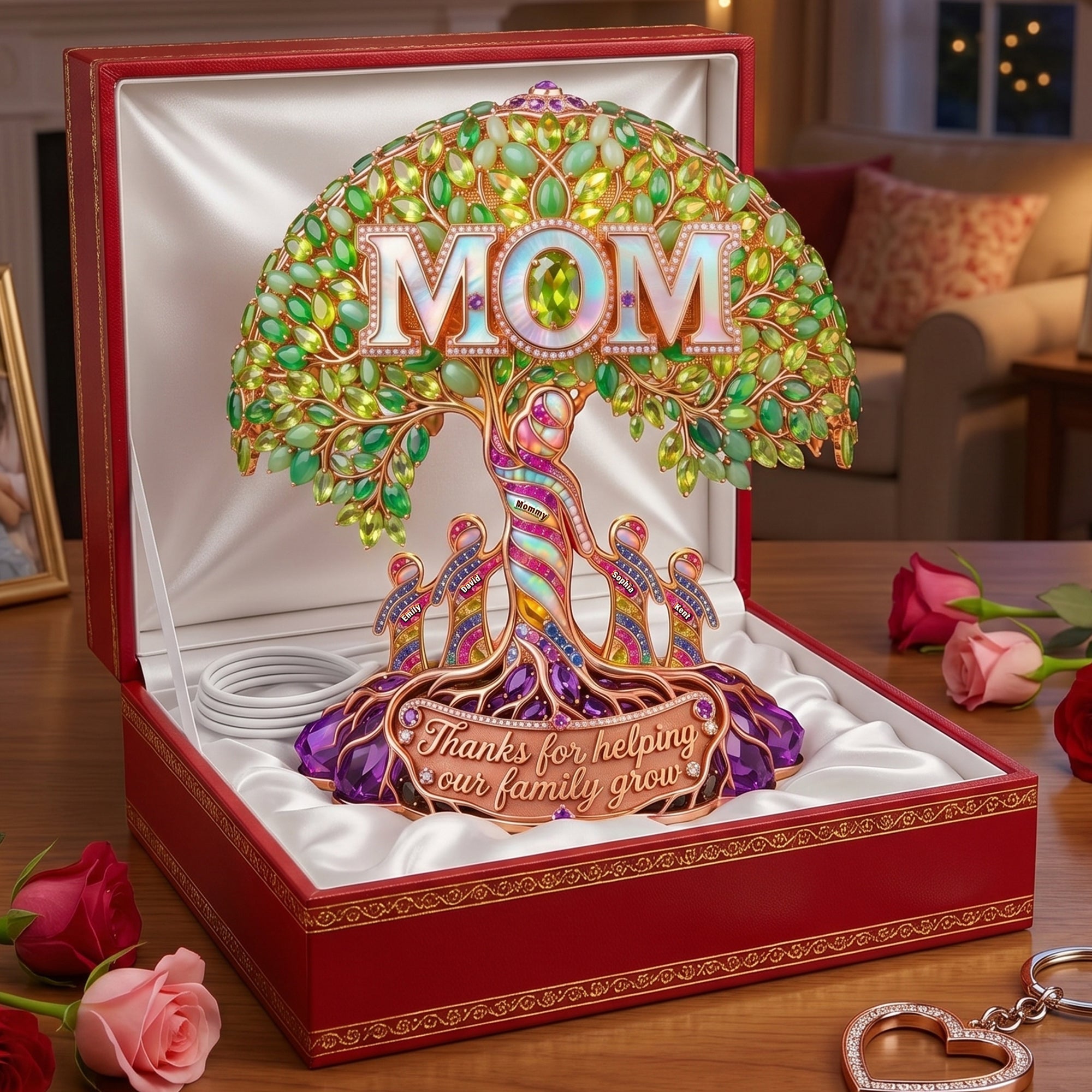 “Thanks for Helping Our Family Grow” - Mom Tree Of Life Light Box - Personalized Gift for Moms, Grandma, and More Light Box PopCulturePrints