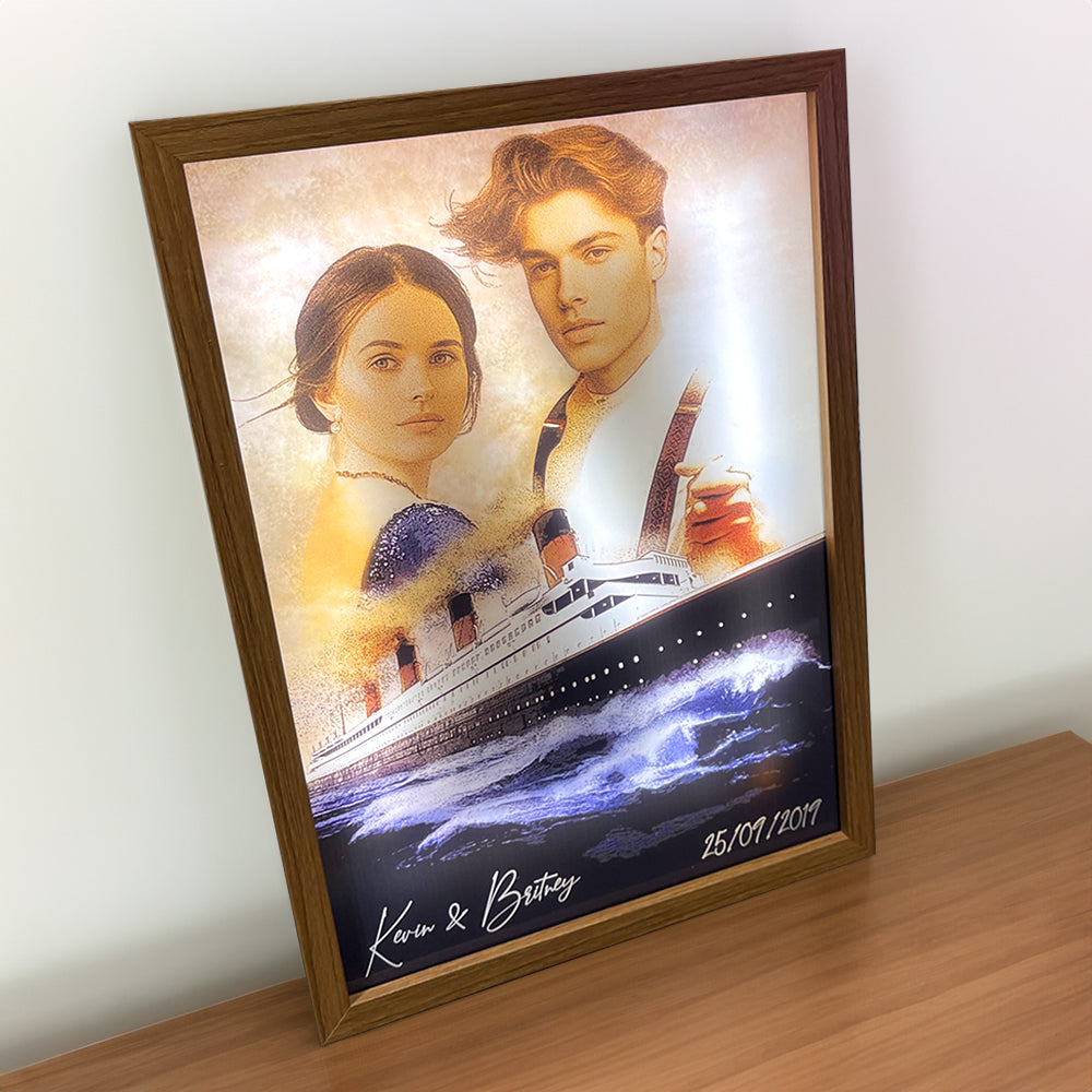 Personalized Romantic Light Frame - Custom Photo Gift for Couples Light Picture Frame PopCulturePrints
