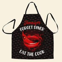 Load image into Gallery viewer, Personalized Couple Apron - 'Forget Diner, Eat The Cook' Aprons PopCulturePrints
