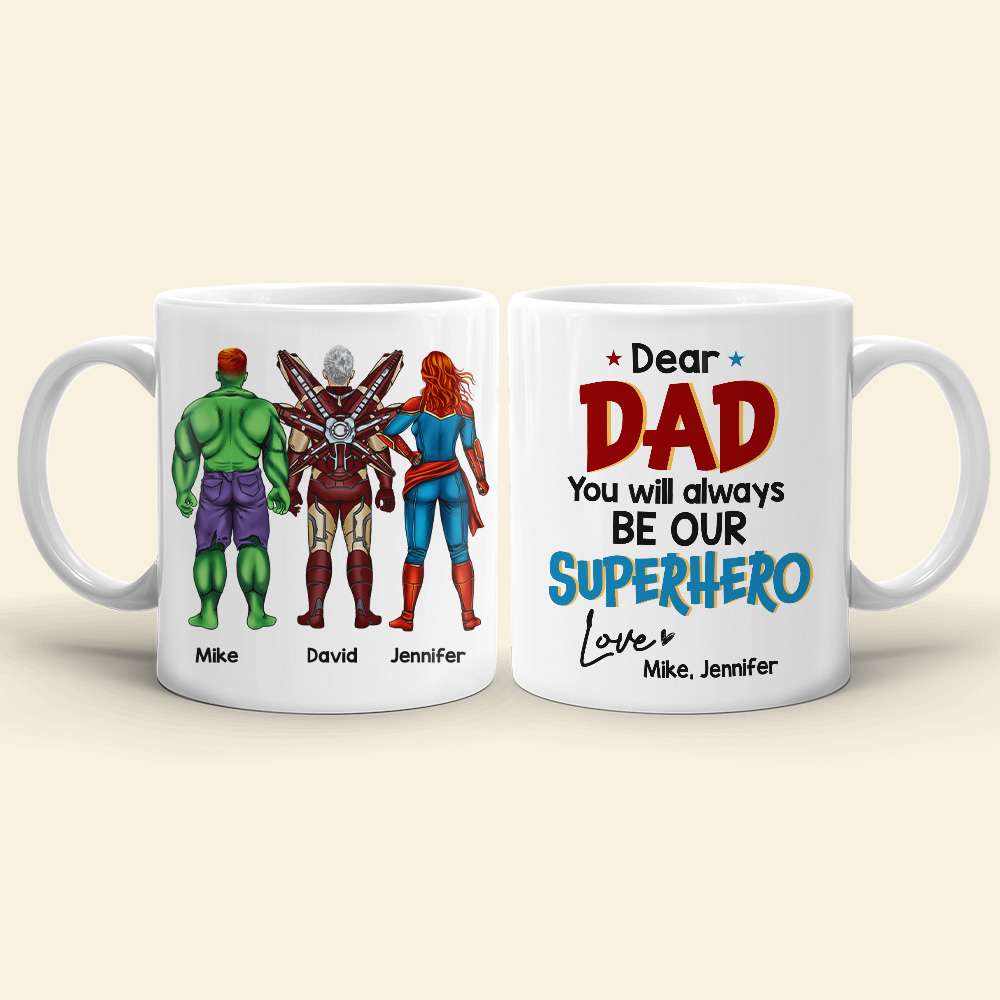 Superhero Dad Personalized Mug - Custom Father’s Day Gift Coffee Mug PopCulturePrints