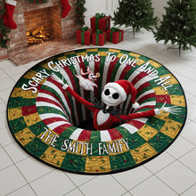 Load image into Gallery viewer, “Scary Christmas To One And All” - Personalized Haunted Holiday Family Round Mat - Custom Gifts for Family and Friends Doormat PopCulturePrints
